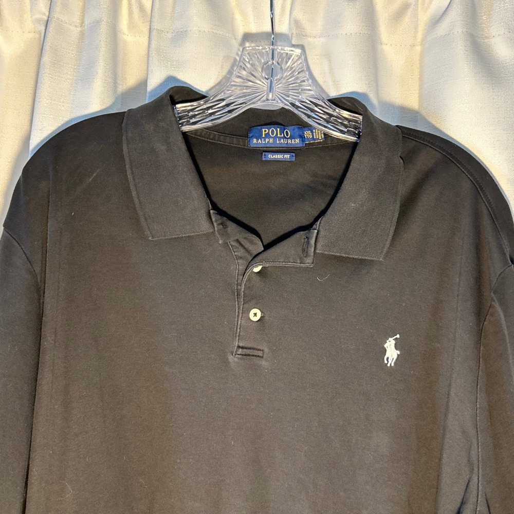 Polo Ralph Lauren Mens Classic Fit Black Short Sleeve Polo Shirt XXL - Picture 3 of 6